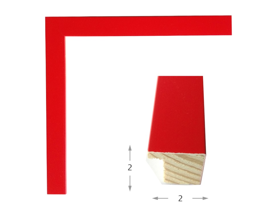 Κόκκινη ξύλινη κορνίζα 2εκ με τζάμι 50Χ50εκ