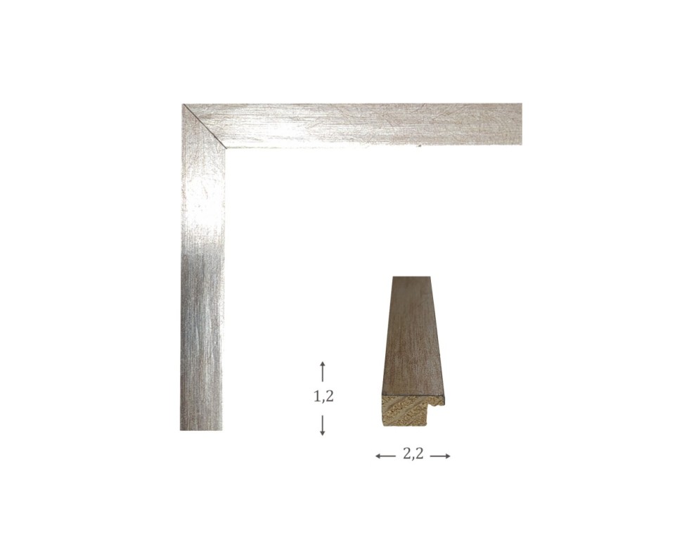 Κορνίζα ξύλινη 2εκ ασημί με τζαμι 40Χ60εκ