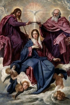 «Στέψη της Παναγίας» (The Coronation of the Virgin) του Ισπανού ζωγράφου Ντιέγκο Βελάθκεθ. Εκτύπωση έργο τέχνης σε κάμβα τελαρωμένο κάθετο 40Χ60εκ 