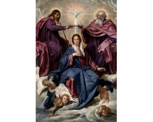 «Στέψη της Παναγίας» (The Coronation of the Virgin) του Ισπανού ζωγράφου Ντιέγκο Βελάθκεθ. Εκτύπωση έργο τέχνης σε κάμβα τελαρωμένο κάθετο 40Χ60εκ 