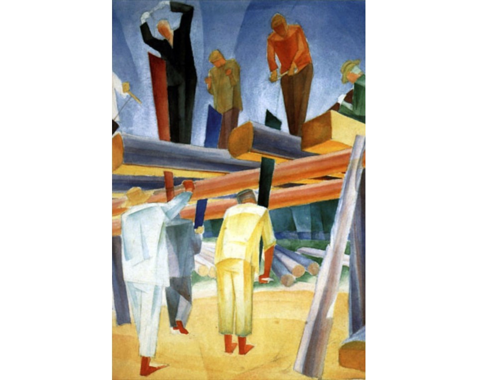 Ξυλοκόποι του Αλεξάντρ Μπογκομάζοφ. Εκτύπωση έργο τέχνης σε κάμβα τελαρωμένο κάθετο 40Χ60εκ 