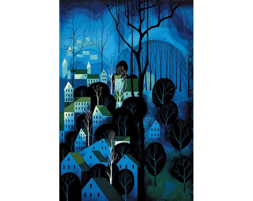 Eyvind Earle με τίτλο "Midnight Blue" Εκτύπωση έργο τέχνης σε κάμβα τελαρωμένο κάθετο 40Χ60εκ 