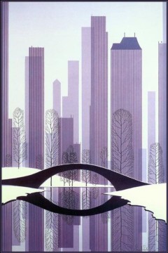 "Central Park" του Eyvind Earle. Εκτύπωση έργο τέχνης σε κάμβα τελαρωμένο κάθετο 40Χ60εκ 
