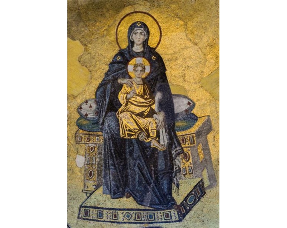 Ψηφιδωτό της Παναγίας και του Χριστού από την Αγία Σοφία στην Κωνσταντινούπολη. Εκτύπωση έργο τέχνης σε κάμβα τελαρωμένο κάθετο 40Χ60εκ 