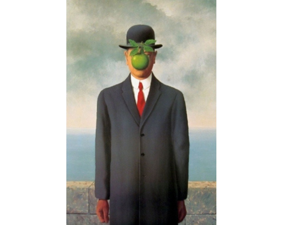 "Γιος του Ανθρώπου" (The Son of Man), ένα από τα πιο γνωστά έργα του Βέλγου σουρεαλιστή ζωγράφου Ρενέ Μαγκρίτ. Εκτύπωση έργο τέχνης σε κάμβα τελαρωμένο κάθετο 40Χ60εκ 