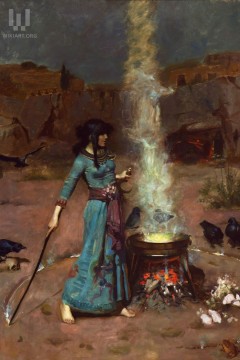 "Ο Μαγικός Κύκλος" (The Magic Circle), ένα έργο του 1886 του Άγγλου ζωγράφου Τζον Γουίλιαμ Γουότερχαουζ, Εκτύπωση έργο τέχνης σε κάμβα τελαρωμένο κάθετο 40Χ60εκ 