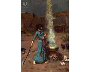 "Ο Μαγικός Κύκλος" (The Magic Circle), ένα έργο του 1886 του Άγγλου ζωγράφου Τζον Γουίλιαμ Γουότερχαουζ, Εκτύπωση έργο τέχνης σε κάμβα τελαρωμένο κάθετο 40Χ60εκ 