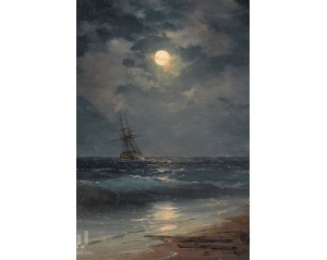 "Moonlit Landscape with a Ship" (Σεληνόφωτο τοπίο με πλοίο), ο οποίος δημιουργήθηκε από τον Ρώσο ζωγράφο Ιβάν Κονσταντίνοβιτς Αϊβαζόφσκι (Ivan Konstantinovich Aivazovsky). Εκτύπωση έργο τέχνης σε κάμβα τελαρωμένο κάθετο 40Χ60εκ 