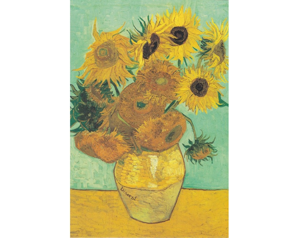 «Βάζο με Δώδεκα Ηλιοτρόπια» του Βίνσεντ βαν Γκογκ.. Εκτύπωση έργο τέχνης σε κάμβα τελαρωμένο κάθετο 40Χ60εκ 