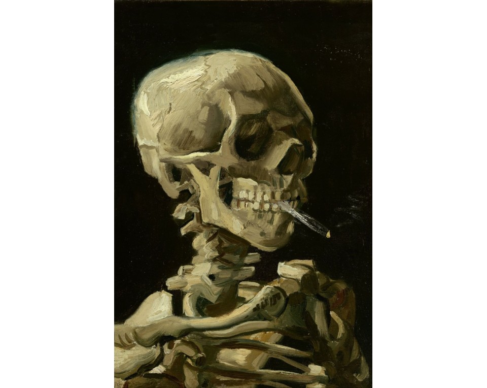 Βίνσεντ βαν Γκογκ με τίτλο "Κρανίο με αναμμένο τσιγάρο" Εκτύπωση έργο τέχνης σε κάμβα τελαρωμένο κάθετο 40Χ60εκ 