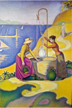 Paul Signac, «Γυναίκες στο πηγάδι» (Femmes au puits). Εκτύπωση έργο τέχνης σε κάμβα τελαρωμένο κάθετο 40Χ60εκ 