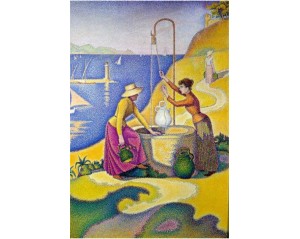 Paul Signac, «Γυναίκες στο πηγάδι» (Femmes au puits). Εκτύπωση έργο τέχνης σε κάμβα τελαρωμένο κάθετο 40Χ60εκ 