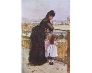 «Γυναίκα και παιδί στο μπαλκόνι» (Woman and Child on a Balcony) της Γαλλίδας ιμπρεσιονίστριας ζωγράφου Μπερτ Μοριζό (Berthe Morisot).  Εκτύπωση έργο τέχνης σε κάμβα τελαρωμένο κάθετο 40Χ60εκ 