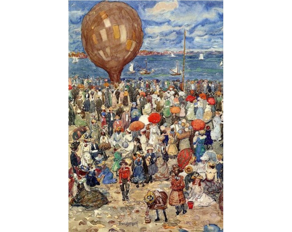 Ο πίνακας είναι έργο του Αμερικανού καλλιτέχνη Maurice Brazil Prendergast (1858-1924) και έχει τίτλο "Balloon" (Αερόστατο). Εκτύπωση έργο τέχνης σε κάμβα τελαρωμένο κάθετο 40Χ60εκ 