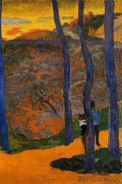 «Μπλε Δέντρα» του Γάλλου μετα-ιμπρεσιονιστή ζωγράφου Πολ Γκογκέν (Paul Gauguin). Εκτύπωση έργο τέχνης σε κάμβα τελαρωμένο κάθετο 40Χ60εκ 