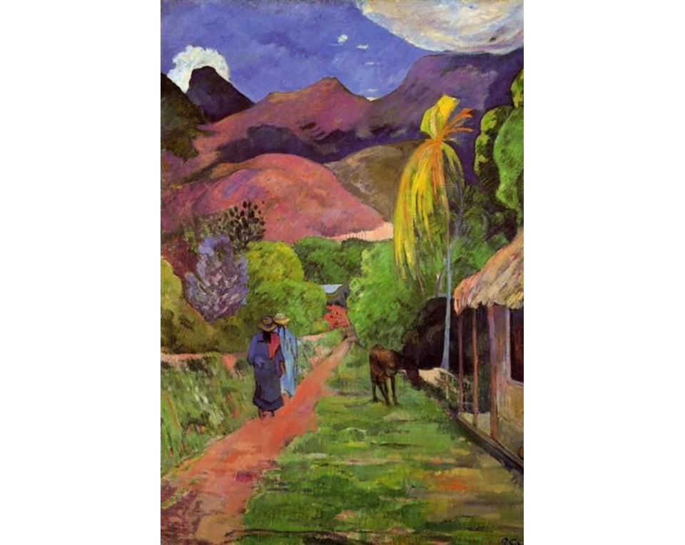  Paul Gauguin με τίτλο «Ο Δρόμος στην Ταϊτή» (Road in Tahiti). Εκτύπωση έργο τέχνης σε κάμβα τελαρωμένο κάθετο 40Χ60εκ 