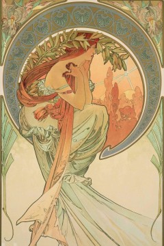 «Ποίηση» (Poésie) του Τσέχου ζωγράφου Αλφόνς Μούχα Εκτύπωση έργο τέχνης σε κάμβα τελαρωμένο κάθετο 40Χ60εκ 