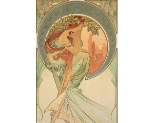 «Ποίηση» (Poésie) του Τσέχου ζωγράφου Αλφόνς Μούχα Εκτύπωση έργο τέχνης σε κάμβα τελαρωμένο κάθετο 40Χ60εκ 