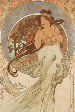  Αλφόνς Μούχα (Alphonse Mucha) έργο με τίτλο «Άνοιξη» (Spring), Εκτύπωση έργο τέχνης σε κάμβα τελαρωμένο κάθετο 40Χ60εκ 