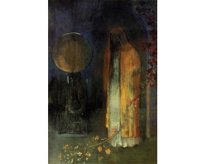 Καλλιτέχνης: Οντιλόν Ρεντόν (Odilon Redon). Τίτλος : "Ο Κίτρινος Μανδύας" (The Yellow Cape) Εκτύπωση έργο τέχνης σε κάμβα τελαρωμένο κάθετο 40Χ60εκ 