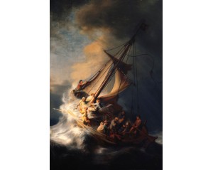 «Η Καταιγίδα στη Θάλασσα της Γαλιλαίας» Ρέμπραντ φαν Ράιν (Rembrandt van Rijn). Εκτύπωση έργο τέχνης σε κάμβα τελαρωμένο κάθετο 40Χ60εκ 