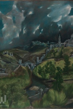  "Άποψη του Τολέδο" του Έλληνα ζωγράφου της Αναγέννησης Δομήνικου Θεοτοκόπουλου, γνωστού ως Ελ Γκρέκο. Εκτύπωση έργο τέχνης σε κάμβα τελαρωμένο κάθετο 40Χ60εκ 