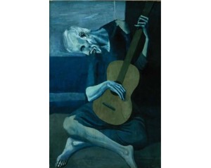 «Ο γέρος κιθαρίστας» του Πάμπλο Πικάσο. Εκτύπωση έργο τέχνης σε κάμβα τελαρωμένο κάθετο 40Χ60εκ 