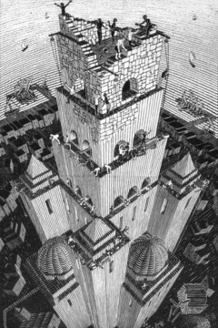 "Ο Πύργος της Βαβέλ" από τον Ολλανδό καλλιτέχνη M.C. Escher.  Εκτύπωση έργο τέχνης σε κάμβα τελαρωμένο κάθετο 40Χ60εκ 