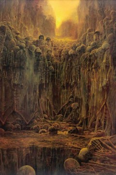 Ζντζίσουαφ Μπεκσίνσκι (Zdzisław Beksiński).  Εκτύπωση έργο τέχνης σε κάμβα τελαρωμένο κάθετο 40Χ60εκ 