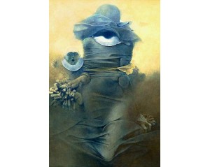 Ζντζίσουαφ Μπεκσίνσκι (Zdzisław Beksiński).  Εκτύπωση έργο τέχνης σε κάμβα τελαρωμένο κάθετο 40Χ60εκ 