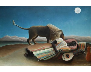  Ανρί Ρουσό (Henri Rousseau) με τίτλο "Η κοιμισμένη τσιγγάνα" Εκτύπωση έργο τέχνης σε κάμβα τελαρωμένο οριζόντιο 40Χ60εκ 