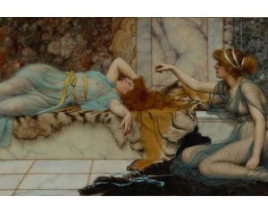 John William Waterhouse με τίτλο «Ηχώ και Νάρκισσος» Εκτύπωση έργο τέχνης σε κάμβα τελαρωμένο οριζόντιο 40Χ60εκ 