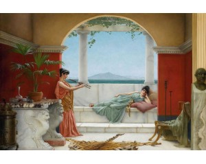  Τζον Ουίλλιαμ Γκόντουαρντ (John William Godward) με τίτλο "The Sweet Siesta of a Summer Day" (Η γλυκιά σιέστα μιας καλοκαιρινής μέρας) Εκτύπωση έργο τέχνης σε κάμβα τελαρωμένο οριζόντιο 40Χ60εκ 