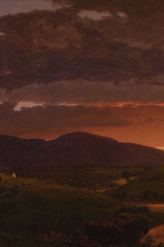Frederic Edwin Church με τίτλο "Λυκόφως, «Σύντομος Διαιτητής» Μεταξύ Ημέρας και Νύχτας» (Ηλιοβασίλεμα)".  Εκτύπωση έργο τέχνης σε κάμβα τελαρωμένο οριζόντιο 40Χ60εκ 