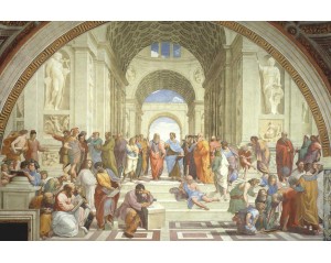 του Ραφαήλ, «Η Σχολή των Αθηνών».  Εκτύπωση έργο τέχνης σε κάμβα τελαρωμένο οριζόντιο 40Χ60εκ 