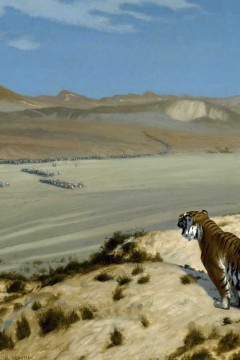  "Τίγρης σε Παρακολούθηση" (Tiger on the Watch) του Γάλλου καλλιτέχνη Ζαν-Λεόν Ζερόμ (Jean-Léon Gérôme).  Εκτύπωση έργο τέχνης σε κάμβα τελαρωμένο οριζόντιο 40Χ60εκ 