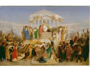  Ζαν-Λεόν Ζερόμ (Jean-Léon Gérôme), με τίτλο "Η Εποχή του Αυγούστου, η Γέννηση του Χριστού".  Εκτύπωση έργο τέχνης σε κάμβα τελαρωμένο οριζόντιο 40Χ60εκ 