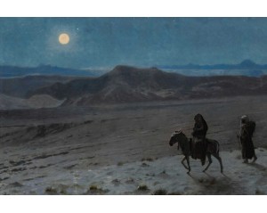 Ζαν-Λεόν Ζερόμ (Jean-Léon Gérôme) με τίτλο "Η Φυγή στην Αίγυπτο (Νύχτα)" Εκτύπωση έργο τέχνης σε κάμβα τελαρωμένο οριζόντιο 40Χ60εκ 