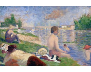  "Λουόμενοι στην Ανιέρ" (Bathers at Asnières) του Γάλλου ζωγράφου Ζωρζ Σερά (Georges Seurat).  Εκτύπωση έργο τέχνης σε κάμβα τελαρωμένο οριζόντιο  40Χ60εκ 