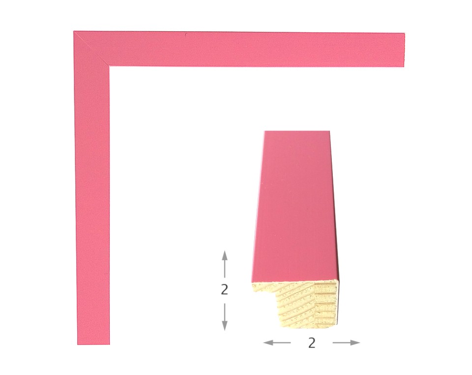 Pink ξύλινη κορνίζα 2εκ με τζάμι 15Χ15εκ