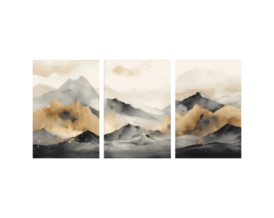 Τρίπτυχος καμβάς τοπίο βουνά 51Χ102cm (34Χ51εκ 3τεμ)